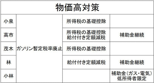 自民党総裁選候補者の主張